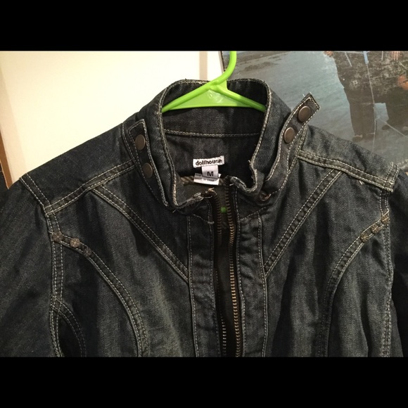 DOLLHOUSE WOMENS CROPPED DENIM JACKET M - Picture 2 of 4